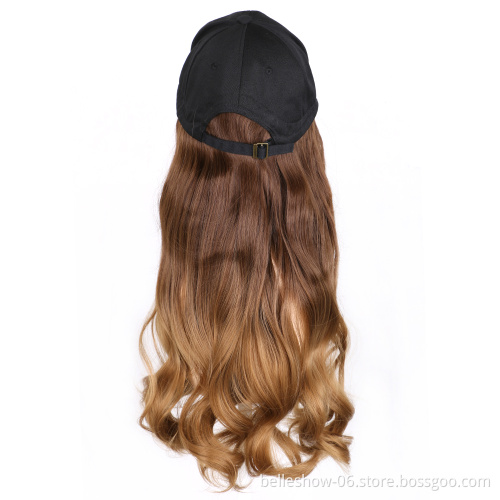 Wholesale Fashion Low Price Black Long Wavy curly braid Baseball hat  Curly Hair Wig